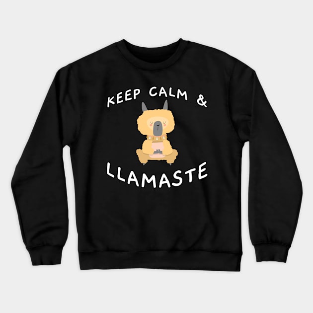 Keep Calm And Llamaste Pose 2 Crewneck Sweatshirt by Shawnsonart